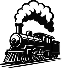 Classic Steam Locomotive Scalable SVG Vector Graphic with Editable Paths and Layers for Web, UI Design, Digital Art, and Print Applications