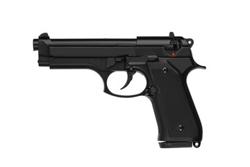 Classic black full-size pistol isolated