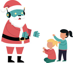 Robot Santa with Happy Children