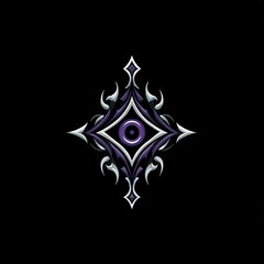 Abstract ornate eye symbol on black background for design elements