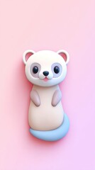 Obraz premium Adorable Cartoon Ferret on Pink Background - Cute Animal Illustration.