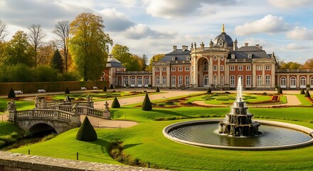 Obraz premium Castle of Arenberg - A Belgian Architectural Gem with Lush Gardens.