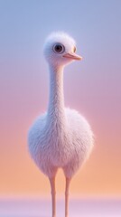 Fototapeta premium Adorable Ostrich Chick Posing Gracefully Against a Soft Background.
