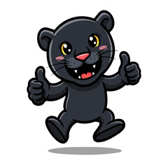 Cute cartoon black panther giving thumbs up