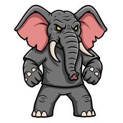 Angry elephant cartoon mascot character