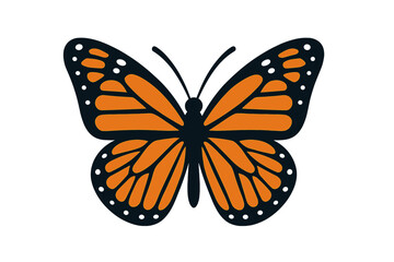 Obraz premium Stylized Monarch butterfly with iconic orange and black wings isolated on white