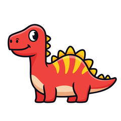 Cartoon Red Dinosaur with Yellow Spikes and a Cheerful Expression