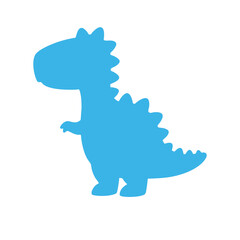 Playful Blue Dinosaur Silhouette with Spikes and Upright Stance