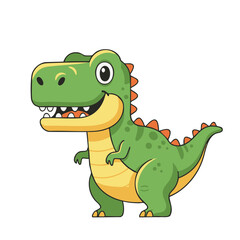 Cartoon Tyrannosaurus Rex with Orange Spikes and a Friendly Smile