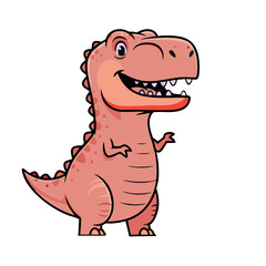 Cheerful Cartoon Dinosaur with a Waving Hand and Smiling Expression