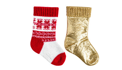  Decorative Christmas Stocking Bundle – Two Elegant Variations Isolated on Transparent Background