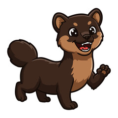 Cute cartoon marten character waving hello