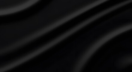 Paper texture background black silk fabric with elegant folds, luxurious draped background