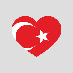 Heart Icon on Turkey Flag
