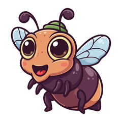 Cute kawaii baby bee cartoon mascot smiling