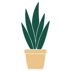 Snake Plant Vector in Flat Color Style for Modern Interior and Eco Art