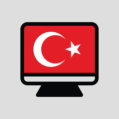 Laptop Icon on Turkey Flag