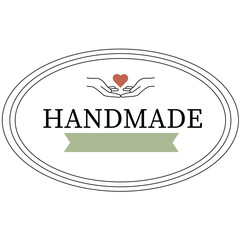 Handmade with Love Artisan Badge Crafted with Love Small Business Sticker Boutique Package Icon Line Art Heart