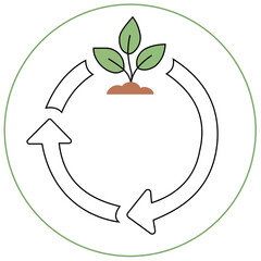 Compostable Biodegradable Icon Symbol Eco Packaging Graphic Sustainable Product Marker Green Design Element Environmental Vector Art Line Simple