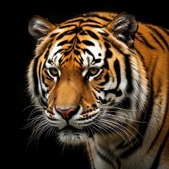 Naklejka premium Intense Gaze - A Striking Portrait of a Bengal Tiger.