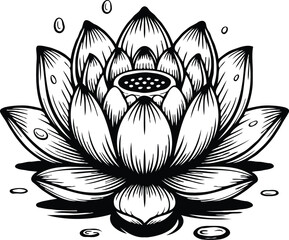 Clean black and white vector illustration of lotus icons like 3.eps