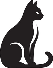 Sitting cat silhouette black design, Elegant feline shape black and white vector
