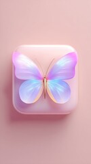 Fototapeta premium Butterfly Icon on Pink Background - Elegant and Minimalist Design.
