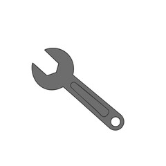 Simple Gray Wrench Tool Depicted in a Clean, Minimalist Style.