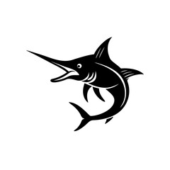 Leaping Swordfish Vector Logo, Abstract Marlin Fish Graphic