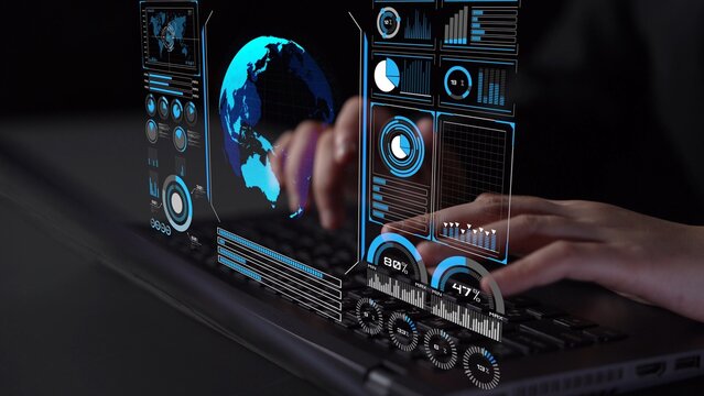 High-tech global network connection interface showing worldwide digital communication, data exchange, and internet connectivity. Global connection, data interaction, and worldwide communication. Thunk - Powered by Adobe