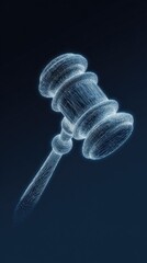 Digital representation of a gavel on dark background for legal concepts