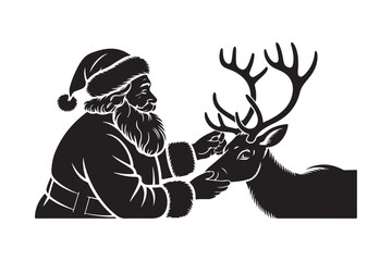 Santa claus and reindeer silhouette for christmas