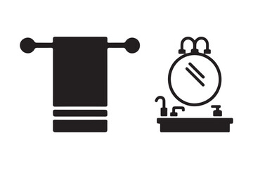 Simple black icon of a towel and bathroom vanity