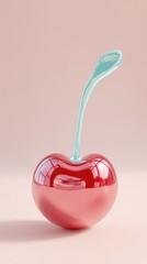 Obraz premium Cherry-shaped cosmetic container with a spoon-like applicator.