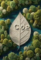 Eco friendly leaf symbolizing co 2 reduction and environmental conservation