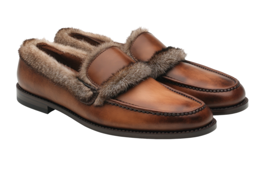 Leather loafers lined with fur. Elegant and warm looking footwear