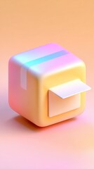 Fototapeta premium Colorful 3D Rendered Box with a Sticky Note.
