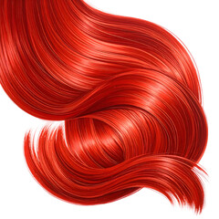 Vibrant, flowing depiction of glossy, long, red hair. A swirl of crimson strands