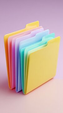 Colorful file folders stacked together on a light background.