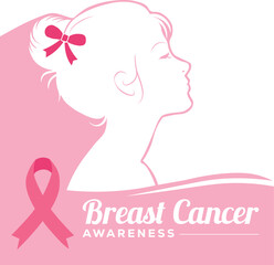 Pink Ribbon Forming Female Figure Symbolizing Strength and Hope for Breast Cancer Awareness