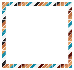 African triangles pattern frame border square. Empty space for text or picture.