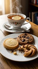 Tea Time Treats - A Cozy Break with Tea and Pastries.