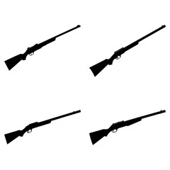 Four repeating rifle silhouettes displayed against a white background in a symmetrical arrangement