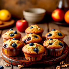 muffins with blueberries and chocolate