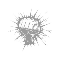 Powerful Fist Breaking Through Surface Illustration