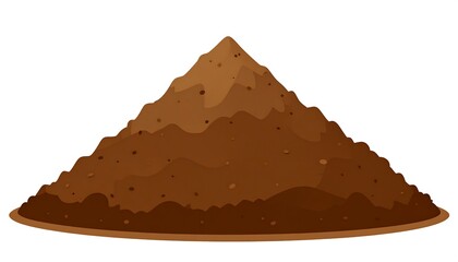 A digitally created illustration depicts a large pile of dark brown earth. The image is clean and has a white background. The pile has irregular edges