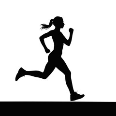 Vector art of silhouette of a woman running fast a dynamic image of a female athlete in motion, showcasing speed and agility
