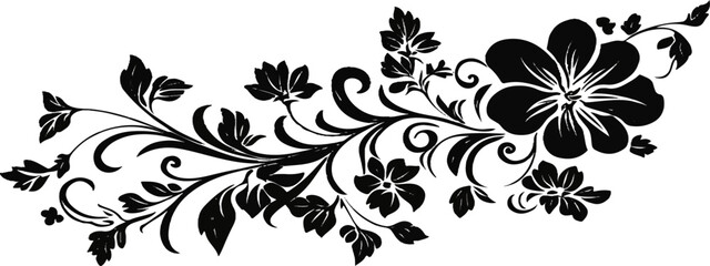 Graphic with a black, white plant flower ornament on an isolated background. Beautiful graphic with a black elegant plant ornament on an isolated background.