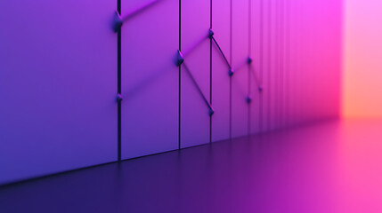 Abstract data representation, visually decreasing. The scene is bathed in violet and magenta light.