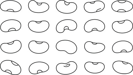 Various bean shapes in a simple outline style illustration vector